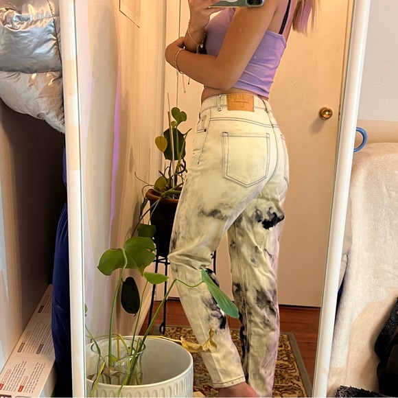 ZARA high rise tie dye bleach wash mom jeans - Picture 3 of 7
